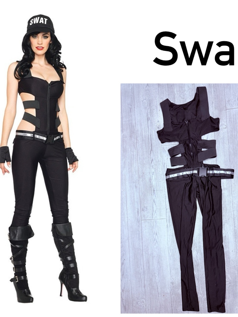 Leg Avenue women’s one piece jumper swat Halloween costume with belt sm